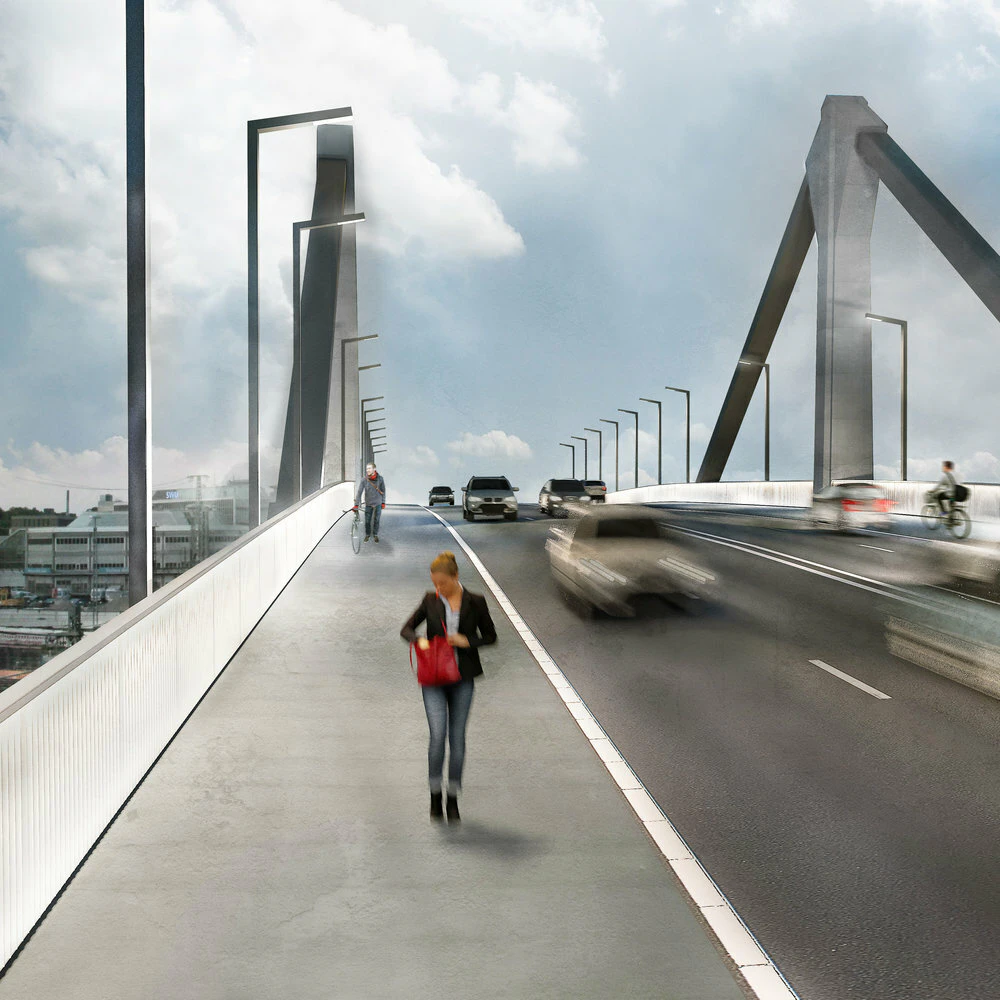 Visualisierung der neuen Brücke — © MULFINGER 3D VISUALISIERUNGEN, Max Hessel,  Maximilian Speen, Gerlach Ulm Architekten GmbH