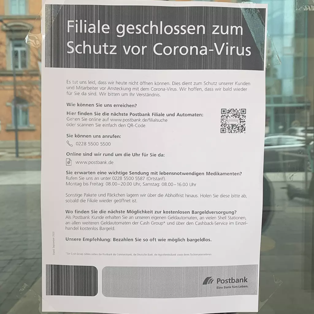 Aushänger an Postbank