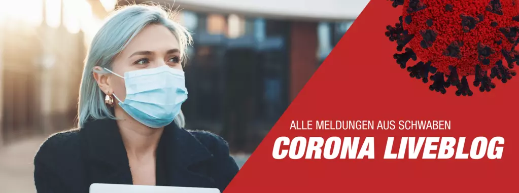 Frau mit Maske und dem Schriftzug Liveblog