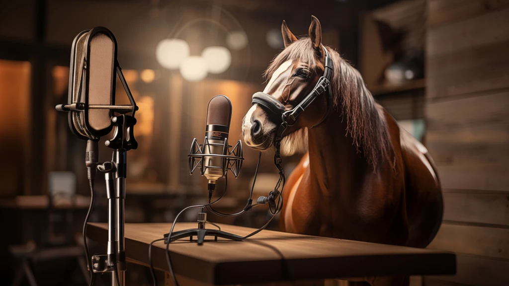 Ein Pferd moderiert im Radio