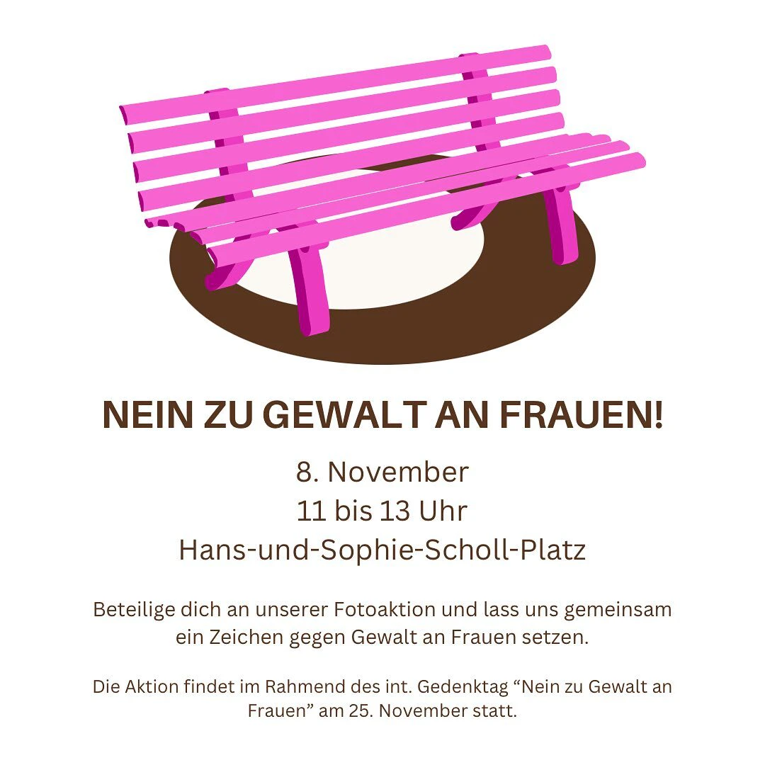 Pinke-Bank-Aktion in Ulm: "Kein Platz für Gewalt an Frauen!"