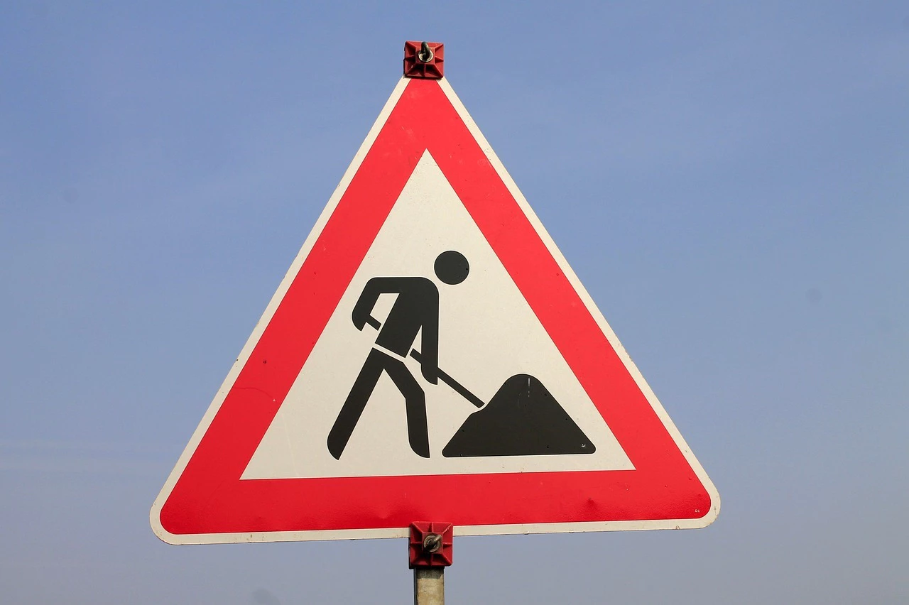 Baustellenschild, Baustelle, Schild