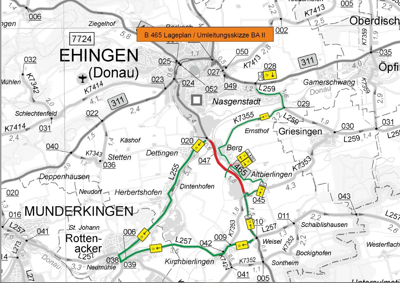 Umleitungsskizzen zur Baustelle — © Regierungspräsidium Tübingen