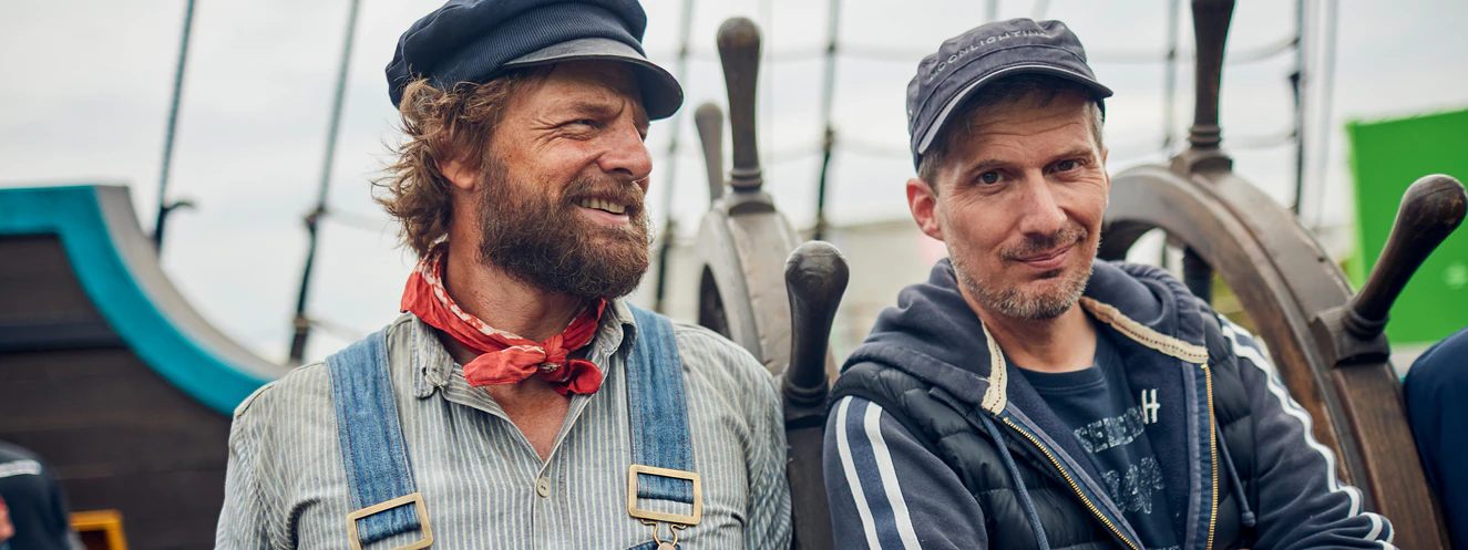 Christian Becker und Henning Baum beim Dreh von Jim Knopf — © Jens Koch Photography