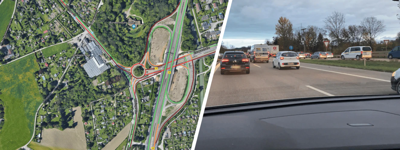 Stau in Neu-Ulm — © Google Maps / Privat