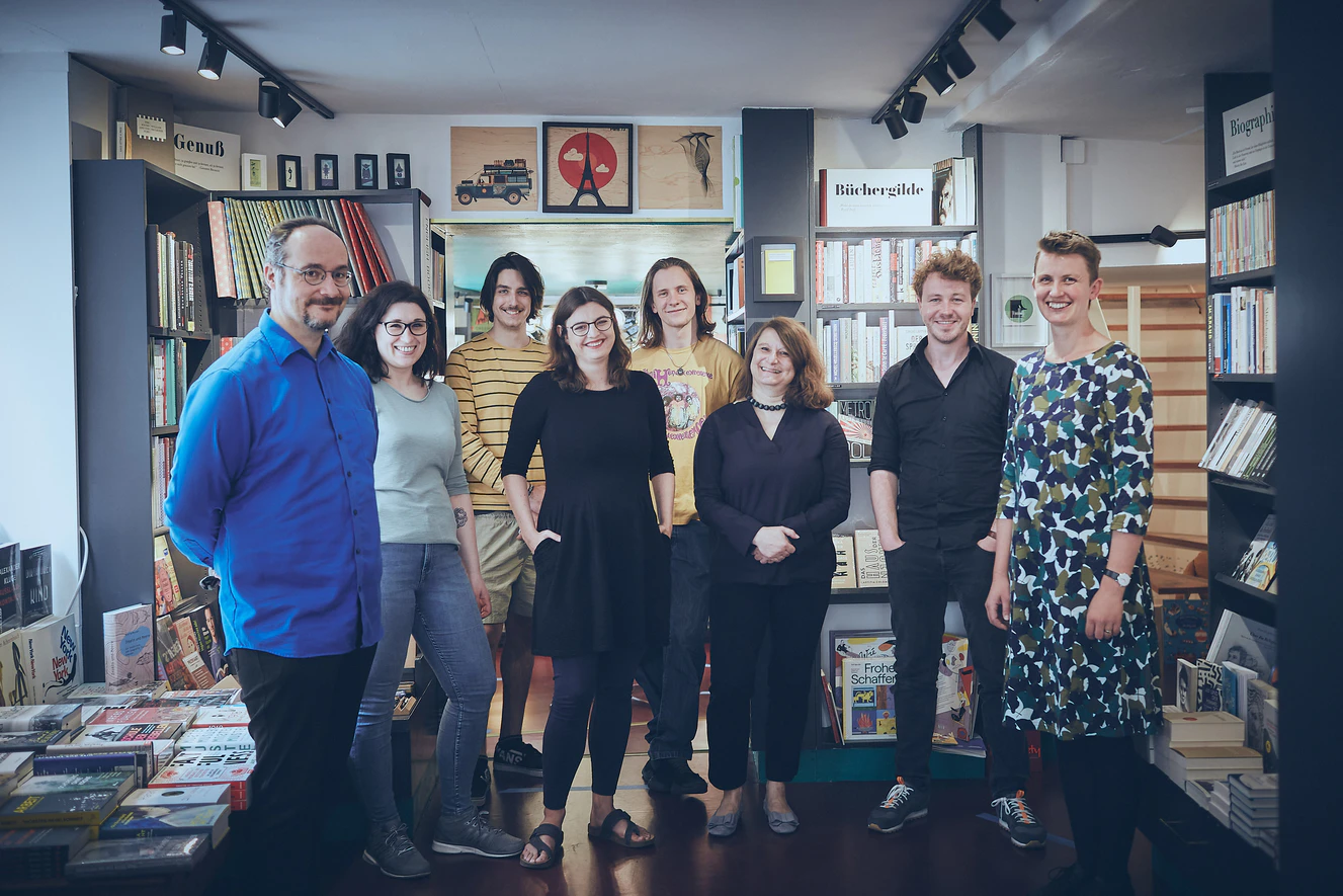 Das Team der Aegis Literatur Buchhandlung aus Ulm. — © Bruno Tenschert