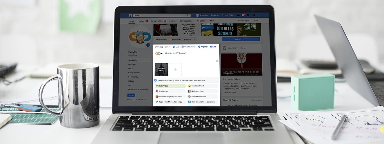 Ein Beitrag wird bei Facebook gepostet