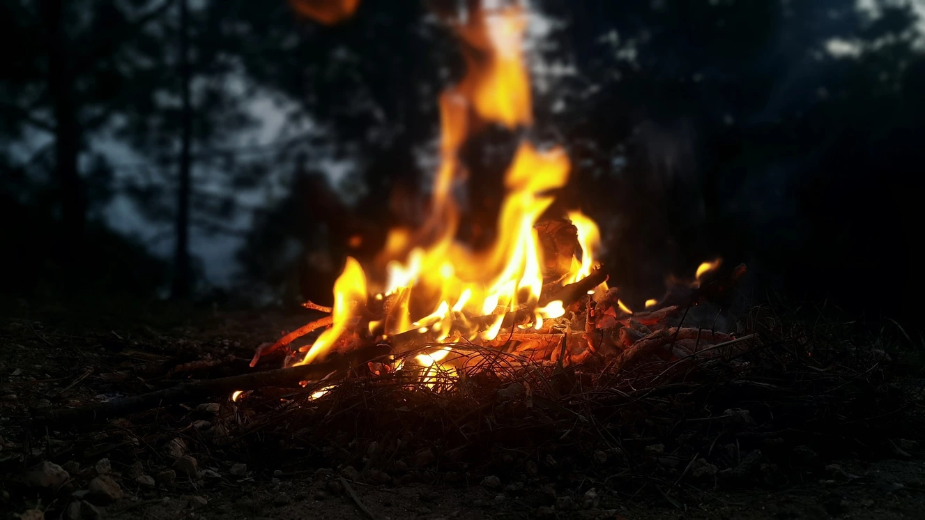 Lagerfeuer am Abend im Wald