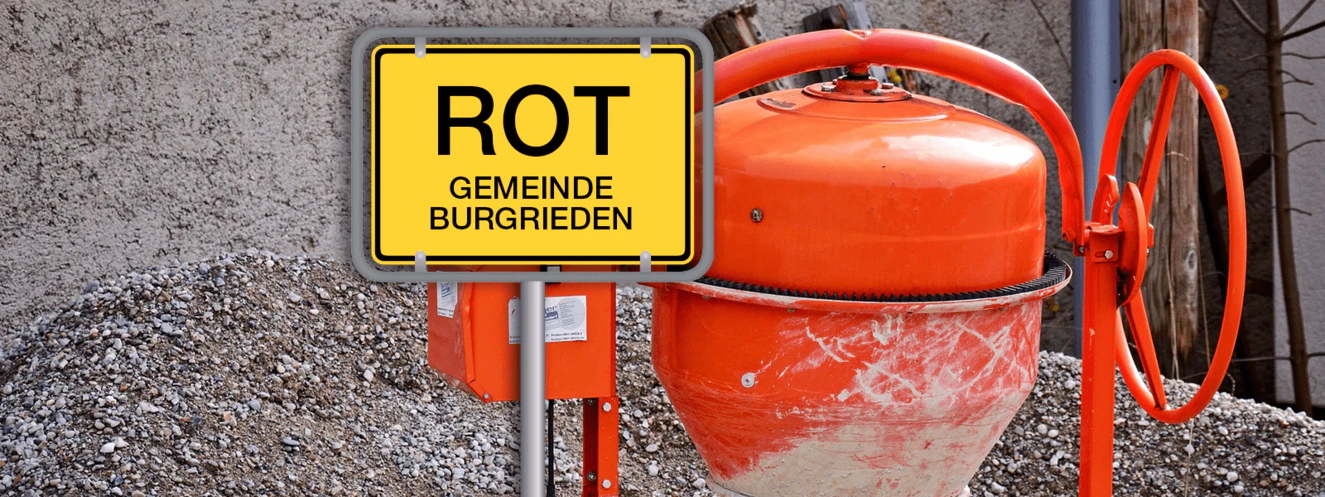 Ortsschild rot Burgrieden