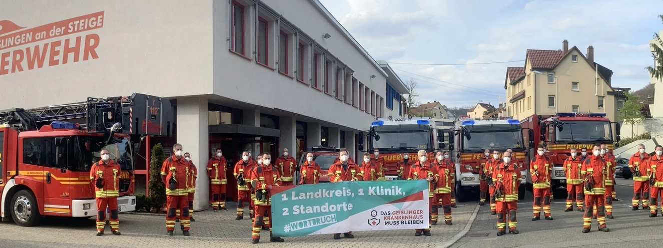 Geislinger Feuerwehr für den Erhalt der Helfensteinklinik — © Geislinger Feuerwehr