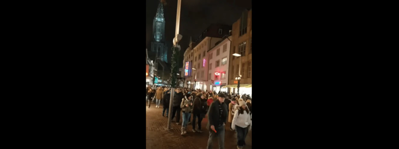Corona Demo Ulm: «Wir sind das Volk. Friede, Freiheit, keine Diktatur» — © Screenshot YouTube/Roman Drаzdov