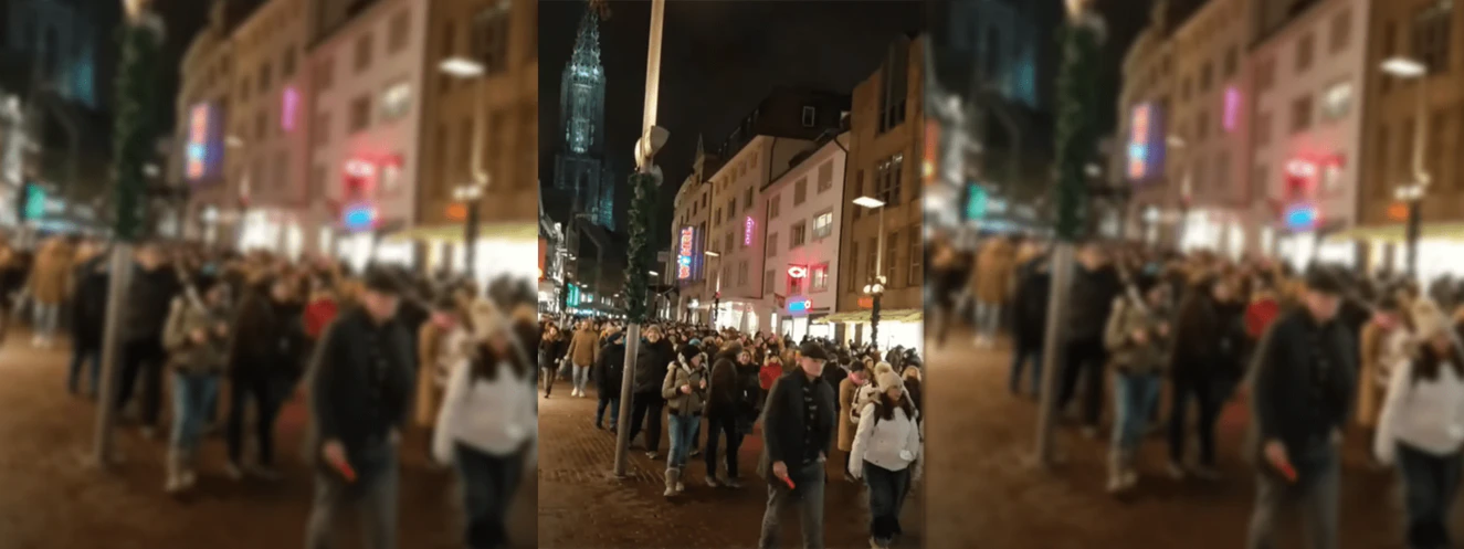 Corona Demo Ulm: «Wir sind das Volk. Friede, Freiheit, keine Diktatur» — © Screenshot YouTube/Roman Drаzdov