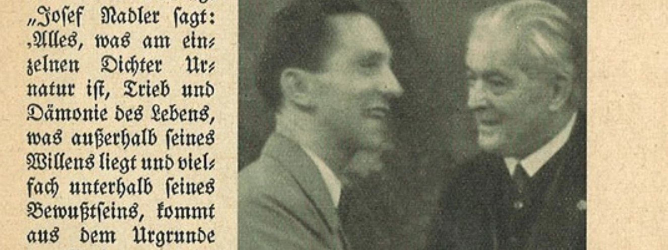 Goebbels und Stehr 1935 bei der Aufnahme ins Reichskulturdezernat (DLA Marbach, Mediendokumentation) — © Deutsches Literaturarchiv Marbach