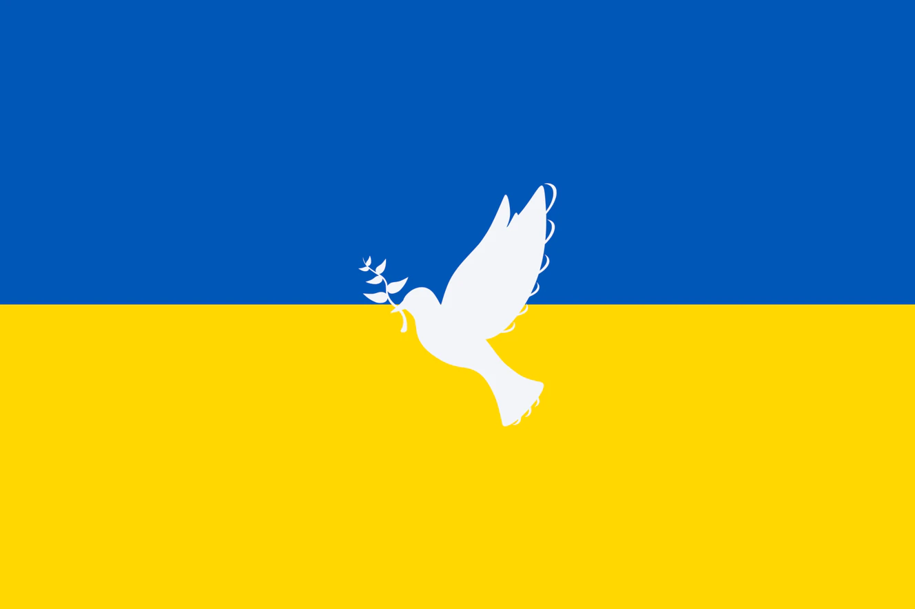 Friedenstaube auf Ukraine-Flagge