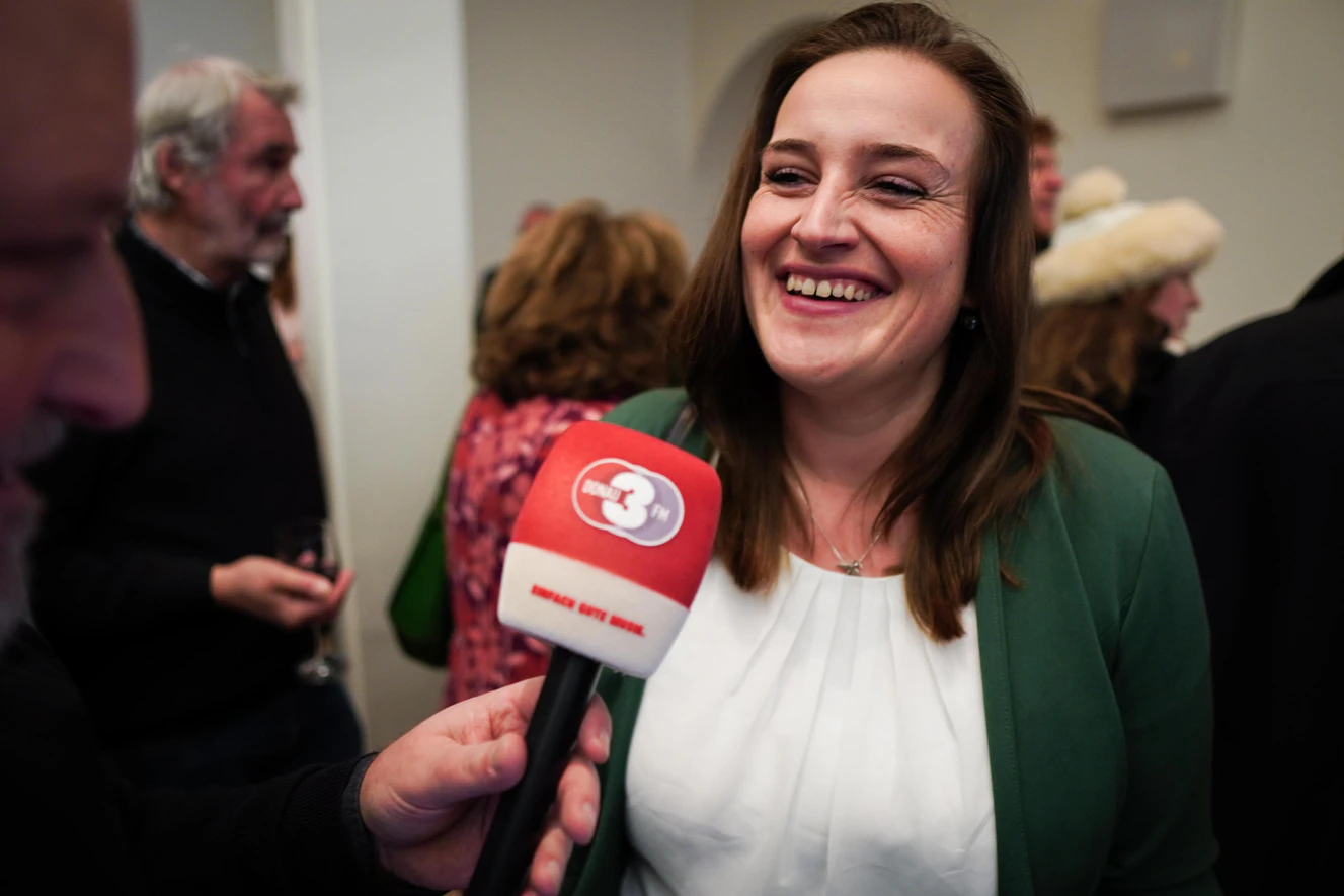 Lena Schwelling am Wahlabend im Ulmer Rathaus