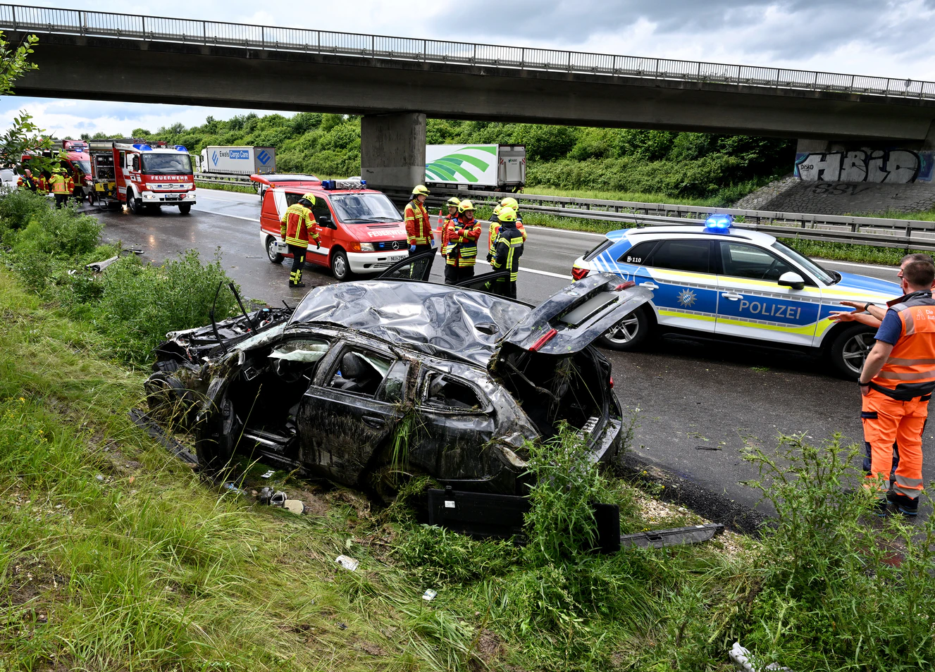 Unfall auf der A8 bei Elchingen — © Thomas Heckmann