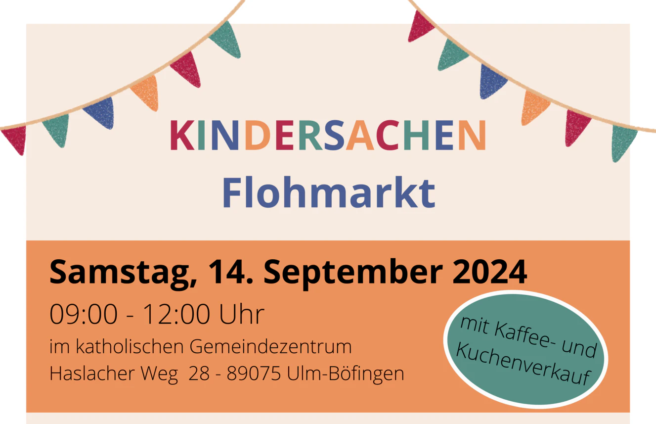 Der Elternbeirat der Kita St. Christophorus lädt zum Kindersachen-Flohmarkt in Ulm-Böfingen ein.