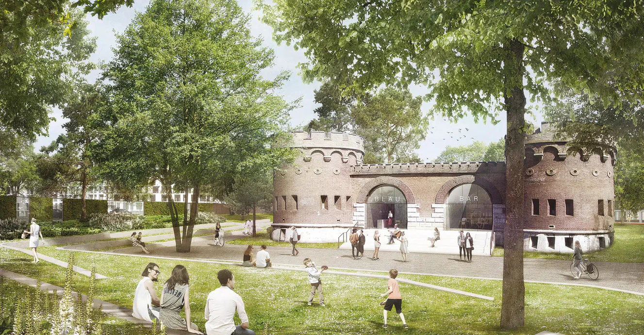Visualisierung Blaubeurer Tor, Landesgartenschau Ulm 2030 — © Stadt Ulm/SINAI/werk3.berlin