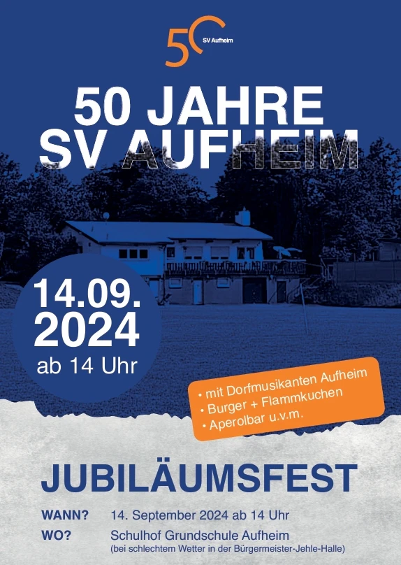 SV Aufheim 50 Jahre Jubiläumsfest Flyer — © SV Aufheim